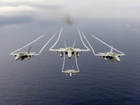 Самолёты Макдоннел-Дуглас F/A-18 над океаном