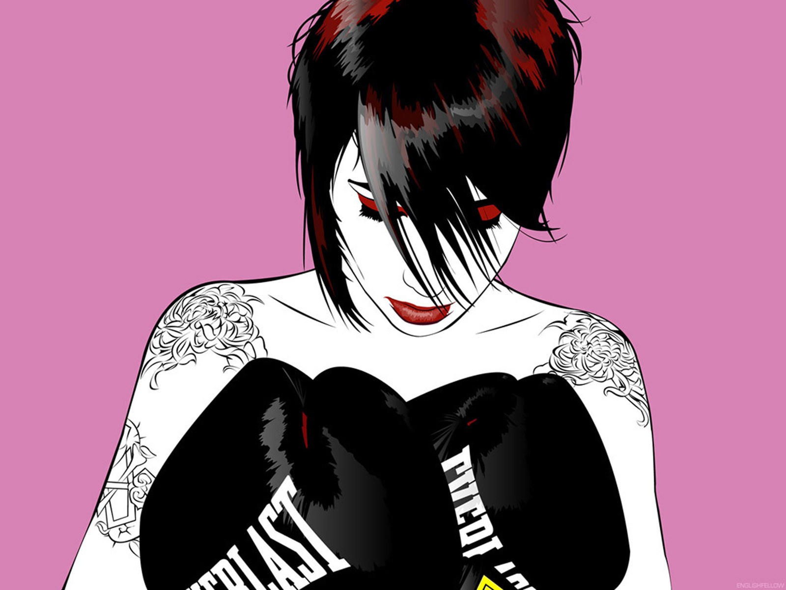 Девушка в боксерских перчатках