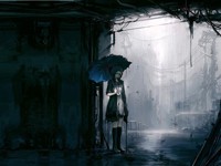 Девушка под зонтом в дождь